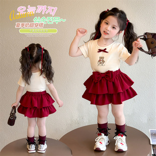 女童套装夏季2026新款儿童夏装短袖洋气时髦半身裙女宝宝裙子薄款