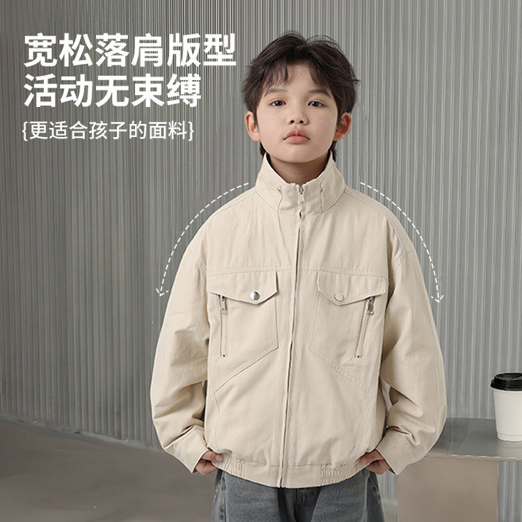 男童春装外套2026新款儿童春秋款工装夹克大童春季休闲上衣帅气潮