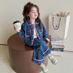 儿童韩版碎花牛仔套装春季2026新款洋气春秋装小女孩时尚两件童装