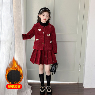 女童秋冬款小香风裙子套装2025新款洋气大儿童冬季富家千金连衣裙