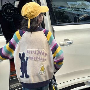 女童毛衣开衫2025冬装新款儿童针织外套女大童12岁女孩春秋毛线衣