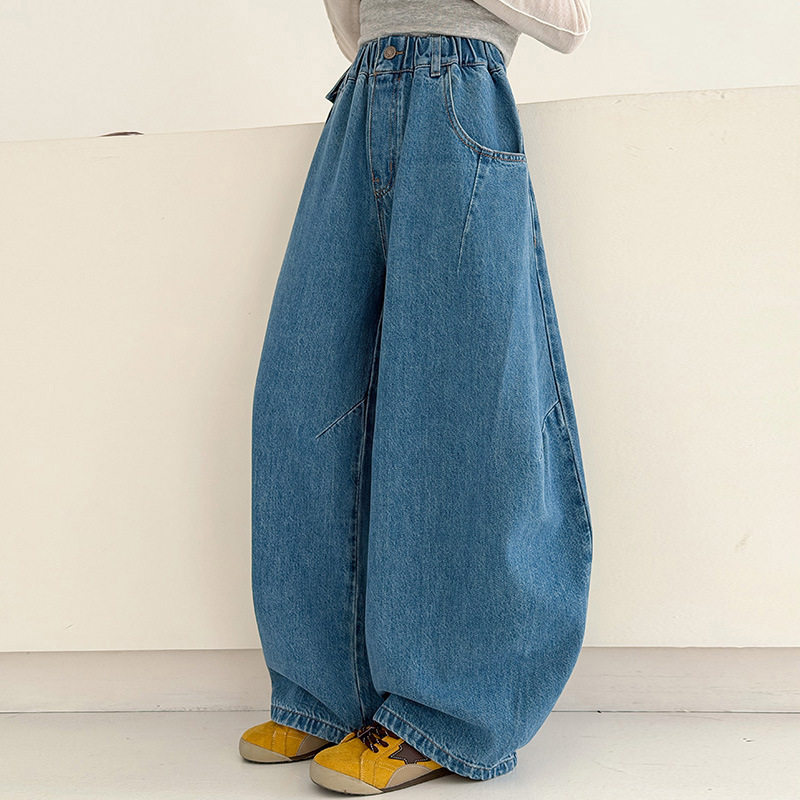 2026新款春季女童牛仔裤春装儿童裤子春款洋气大童春秋弯刀阔腿裤