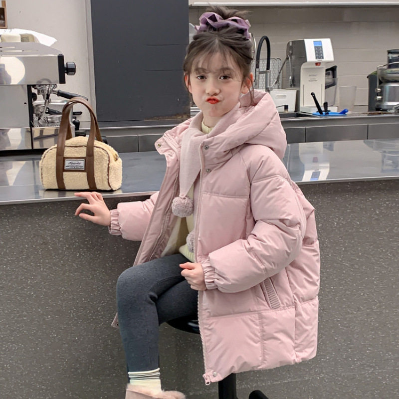 女童棉服外套冬装2025新款洋气儿童装冬季加厚大童中长款羽绒棉衣