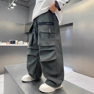 男童裤子春款工装裤2026新款男孩春季炸街休闲裤儿童直筒阔腿裤子