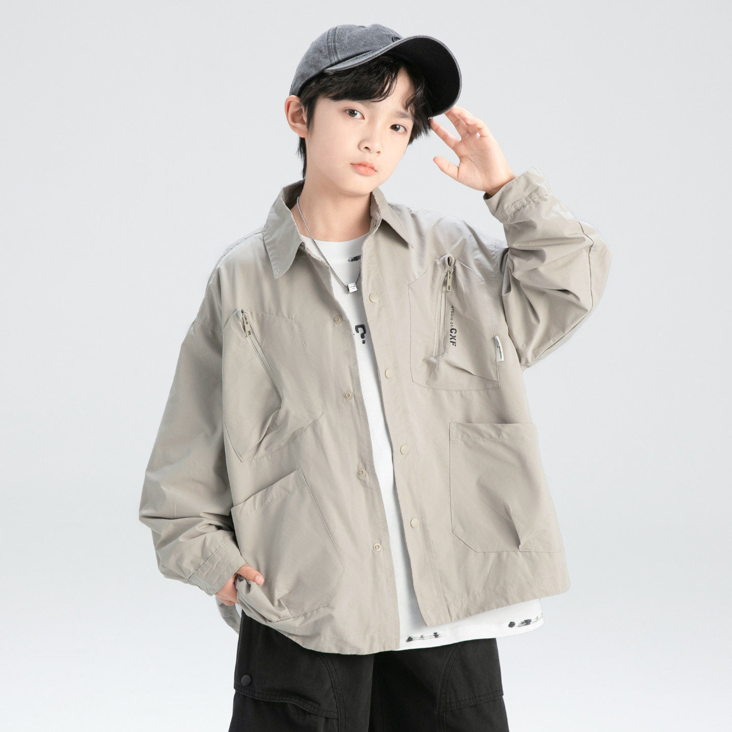 男童春季衬衫外套2026新款春装上衣中大儿童男孩春秋款衬衣酷帅潮