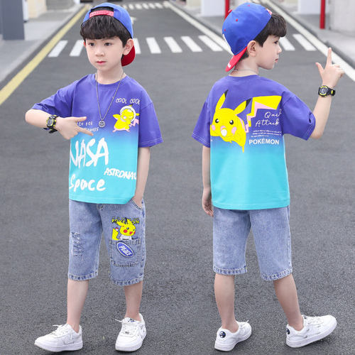 儿童装男童夏装套装2026年新款夏季运动中大童帅气薄款短袖衣服潮