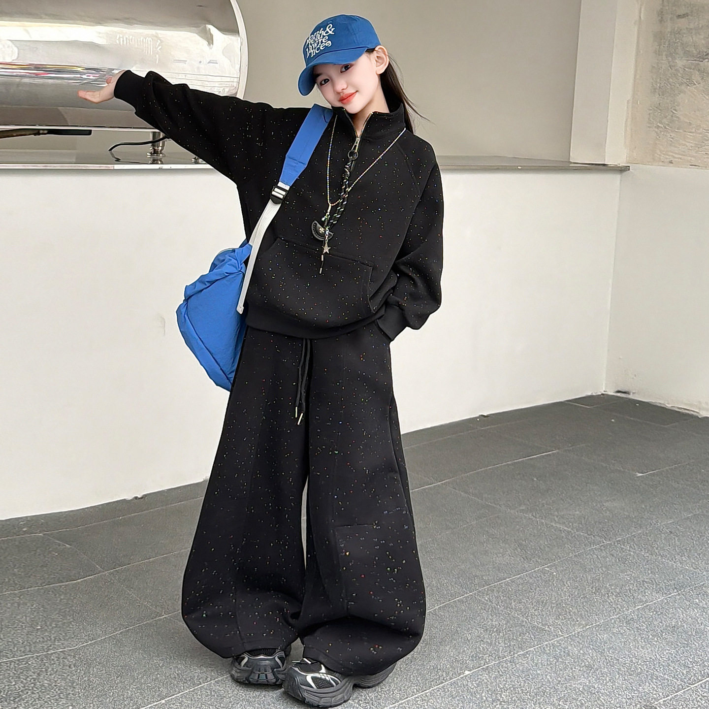 女童超好看韩系套装春季2026新款大童女孩洋气网红炸街卫衣两件套