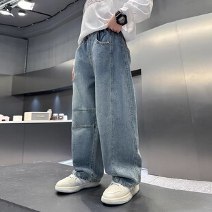 男童春装裤子2026新款中大童春秋款男孩春季儿童痞帅运动牛仔裤潮