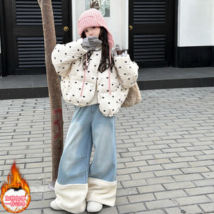 女童棉服2025新款今年流行爆款超好看爱心夹棉外套冬季加厚面包服