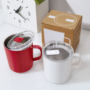 MUJI无印良品附杯盖马克杯保温杯红色双层不锈钢防烫咖啡新年圣诞