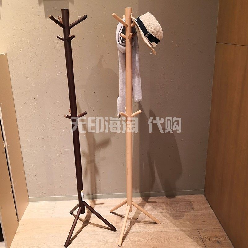 MUJI无印良品木制圆柱衣帽架天然木水青冈木榉木可组合支撑衣架