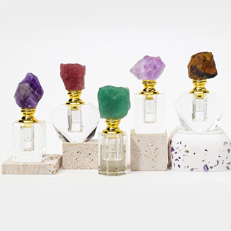 天然水晶香水瓶玻璃分装瓶高端轻奢风水晶原石精油瓶分装瓶密封瓶