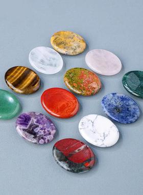 东海天然水晶椭圆拇指石worry stone忘忧石手把件 拇指刮痧按压