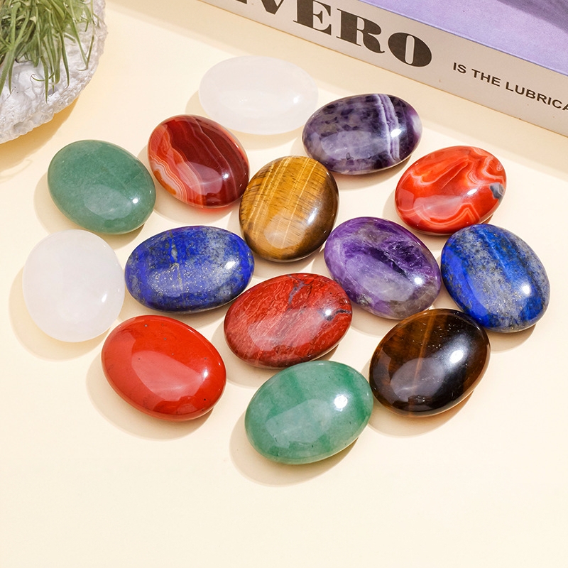 东海天然水晶原石热敷石把玩 水晶半宝石手把件 掌心能量石按摩石