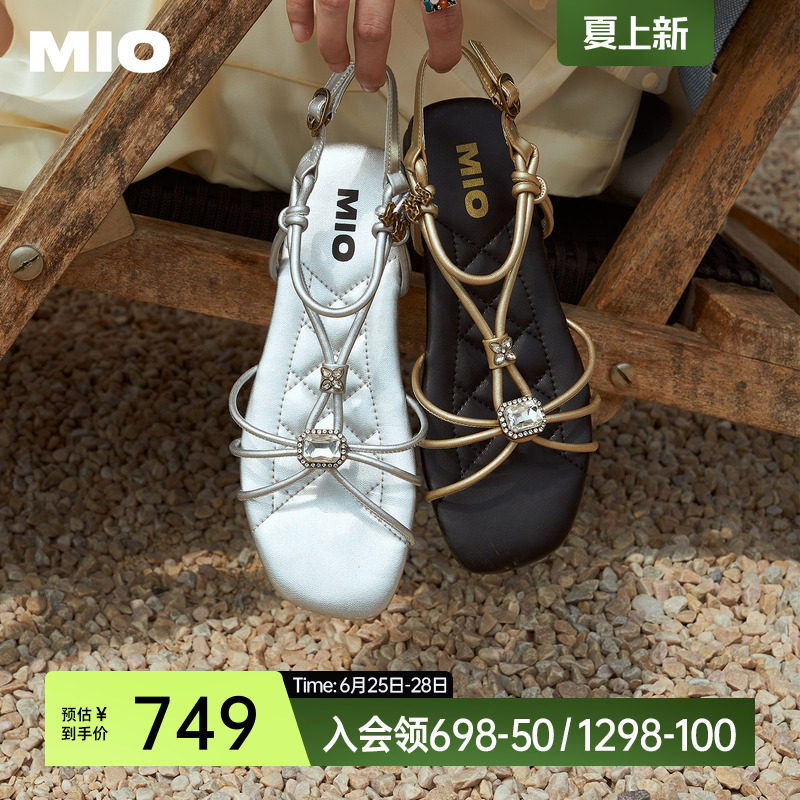 MIO米奥罗马凉鞋2026夏季新款波西米亚绝美不累脚平底闪钻拖鞋
