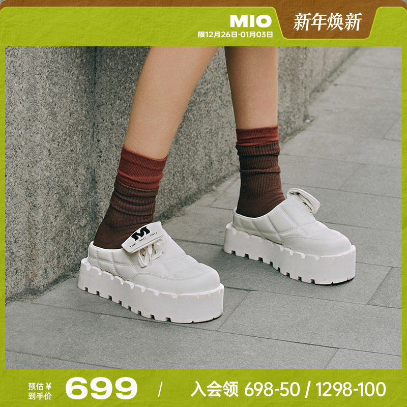 MIO米奥包头拖鞋2025春季新款复古玩家圆头厚底一脚蹬休闲女凉