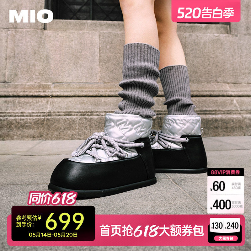 孟佳同款MIO米奥雪地靴冬保暖毛毛圆头加厚松糕设计师厚底短靴女