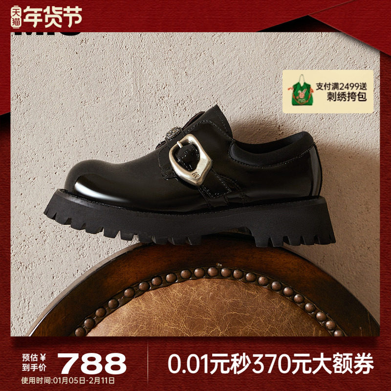 MIO米奥乐福鞋2025秋季款金属饰扣学院风厚底增高通勤百搭单鞋,女鞋,乐福鞋（豆豆鞋）,淘宝优惠券,粉丝福利购,淘宝优惠卷