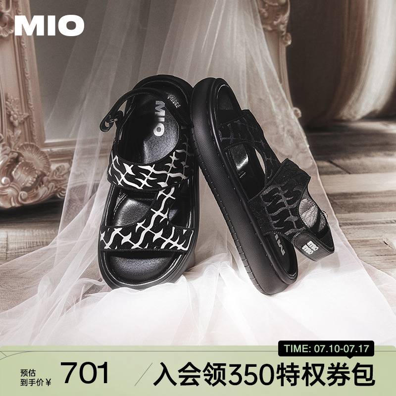 MIO米奥勃肯凉鞋女2025夏季新款M字平底厚底沙滩度假外穿一脚蹬