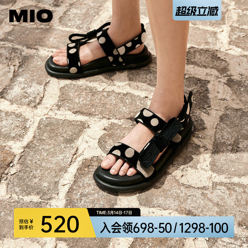 MIO凉鞋夏季轻便复古波点魔术贴度假风休闲舒适沙滩鞋拖鞋女鞋