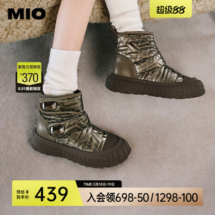 MIO米奥冬季短筒靴圆头厚底雪地靴酷趣有型短靴百搭增高靴子女
