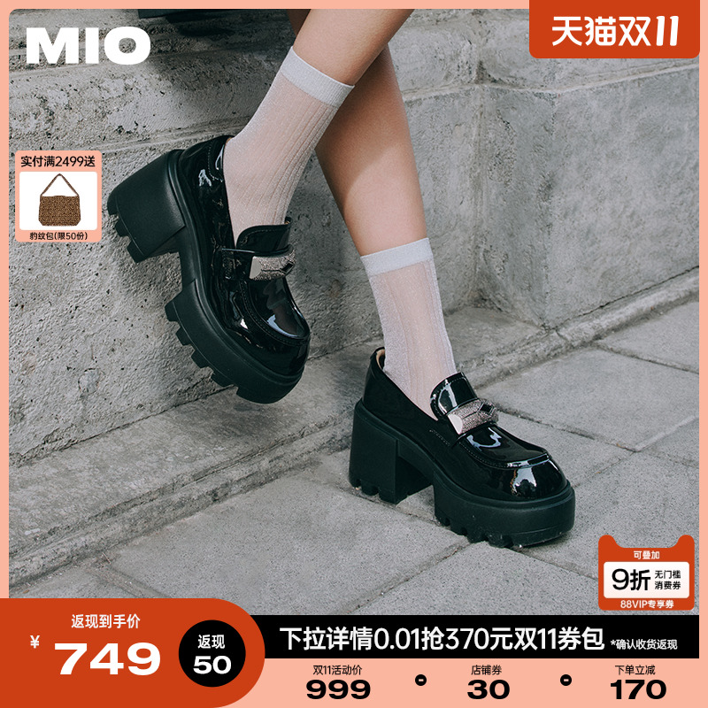 米奥乐福鞋MIO钻饰扣单鞋