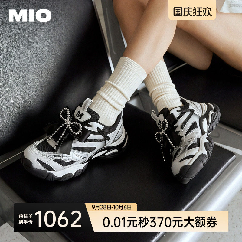 MIO米奥老爹鞋2026秋季新款圆头厚底增高5cm蝴蝶串珠休闲鞋女鞋图片