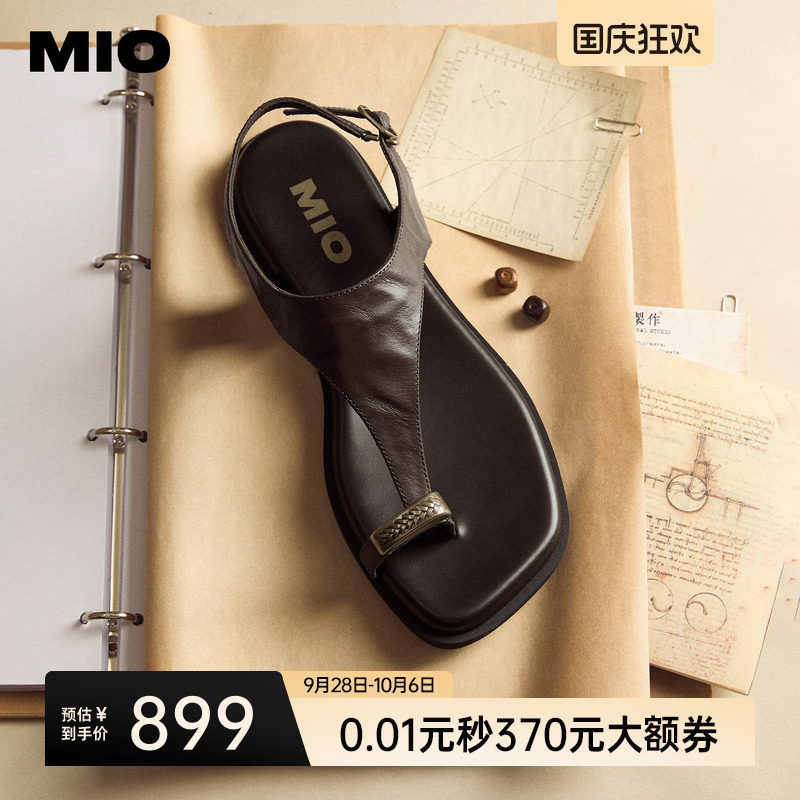 MIO米奥老钱风夹脚凉鞋女2026夏新款法式方头平底单鞋外穿人字拖图片