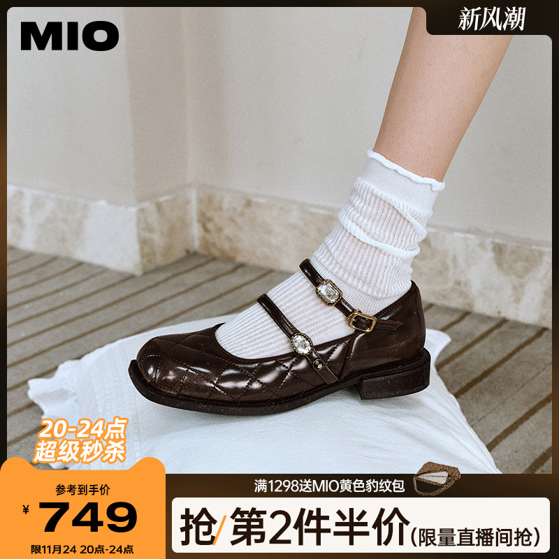米奥MIO复古时髦玛丽珍闪钻袢带