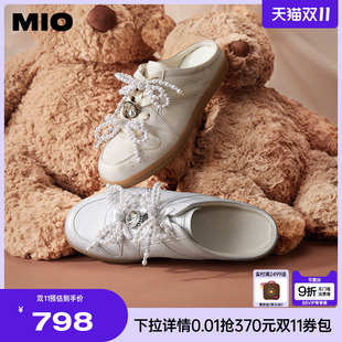 珍珠芭蕾休闲鞋 新款 懒人一脚蹬半拖 女2025夏季 MIO米奥外穿拖鞋