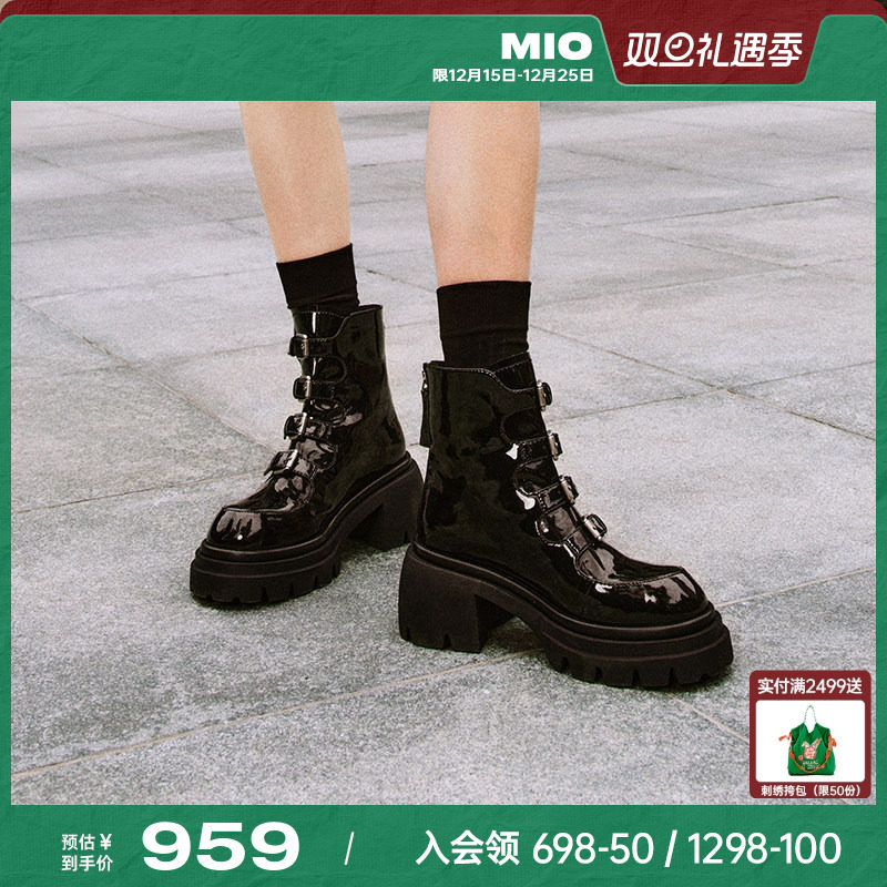 【李艺彤同款】MIO米奥冬季复古圆头马丁潮流机车靴增高短靴