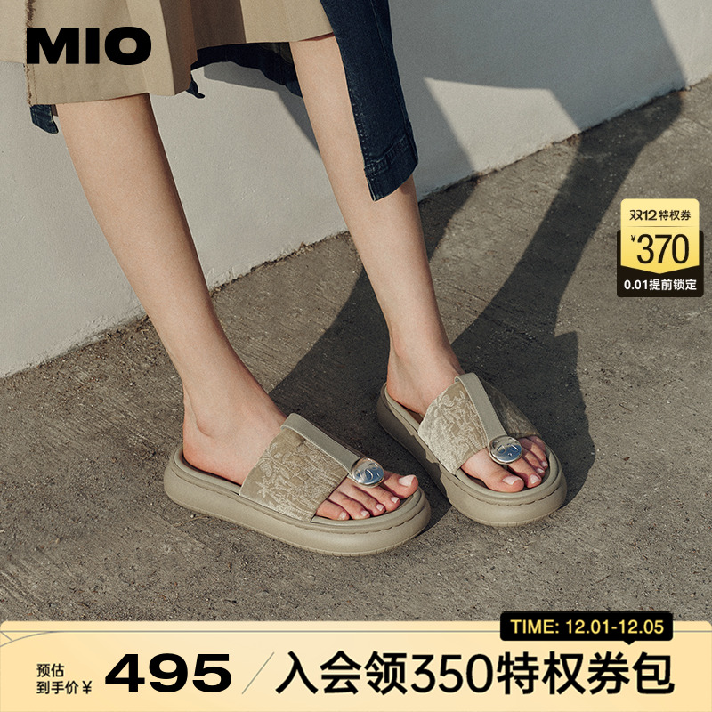 米奥人字拖MIO绒感厚底人字拖