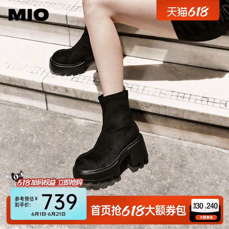 [张子枫同款] MIO米奥冬季靴子弹力靴高跟厚底袜靴瘦瘦靴女靴短靴