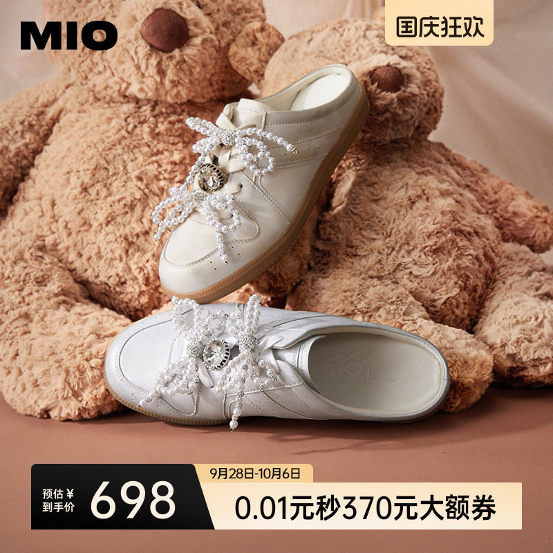 MIO米奥外穿拖鞋女夏季珍珠芭蕾休闲鞋懒人一脚蹬半拖时尚勃肯拖图片
