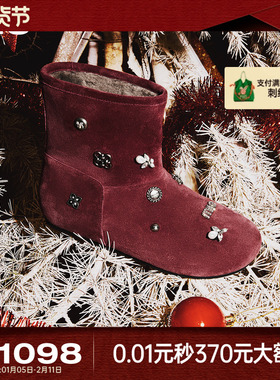 MIO米奥女鞋雪地靴新年红色冬季新款黑咖色棉鞋加绒保暖时装靴子