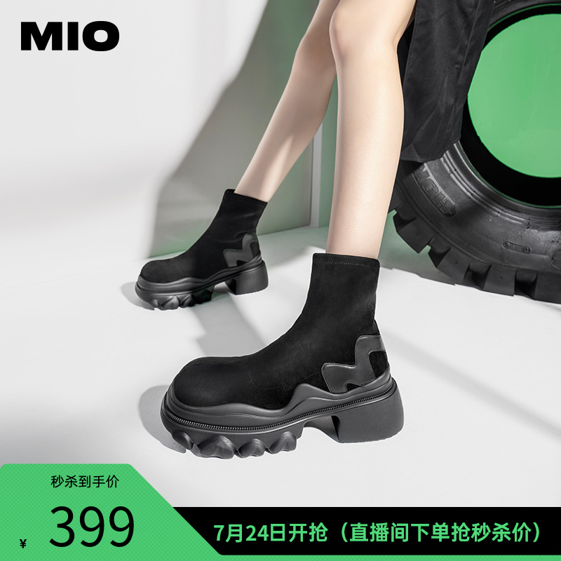 MIO秋冬季靴子松糕厚底圆头