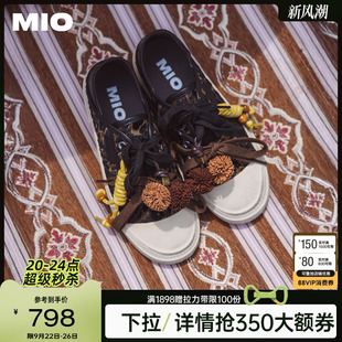 带一脚蹬豹纹休闲板鞋 圆头厚底低帮双鞋 2025秋新款 MIO米奥帆布鞋