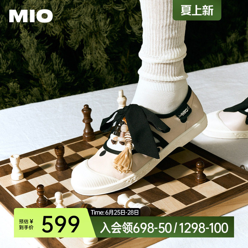 MIO米奥波点流苏玛丽珍2026春季新款芭蕾运动帆布鞋休闲板鞋女