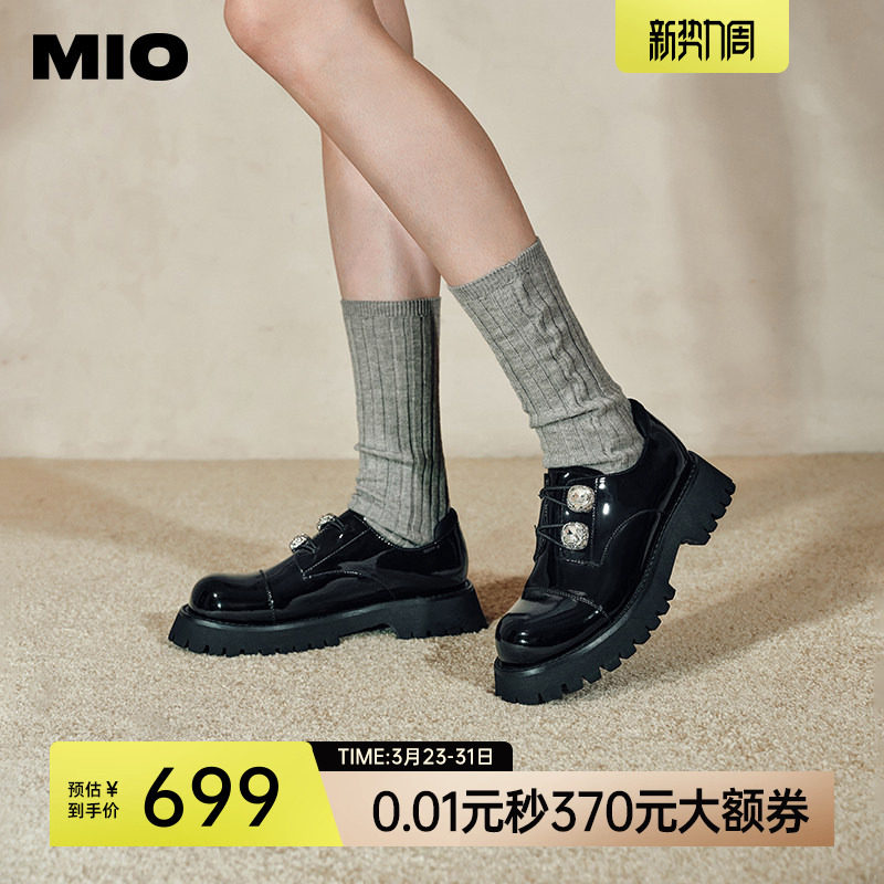 [希林娜依高同款]MIO米奥春季小皮鞋松糕鞋水钻单鞋牛津鞋女鞋