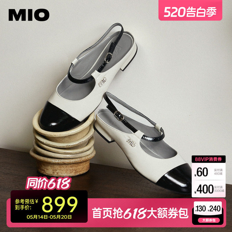 MIO米奥低跟小香风玛丽珍凉鞋2026夏季新款一字扣包头后空单鞋