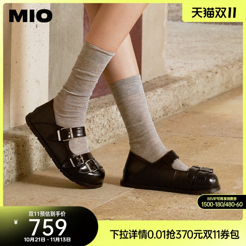 田曦薇卢昱晓同款MIO米奥玛丽珍勃肯鞋2026秋新款圆头皮鞋女单鞋