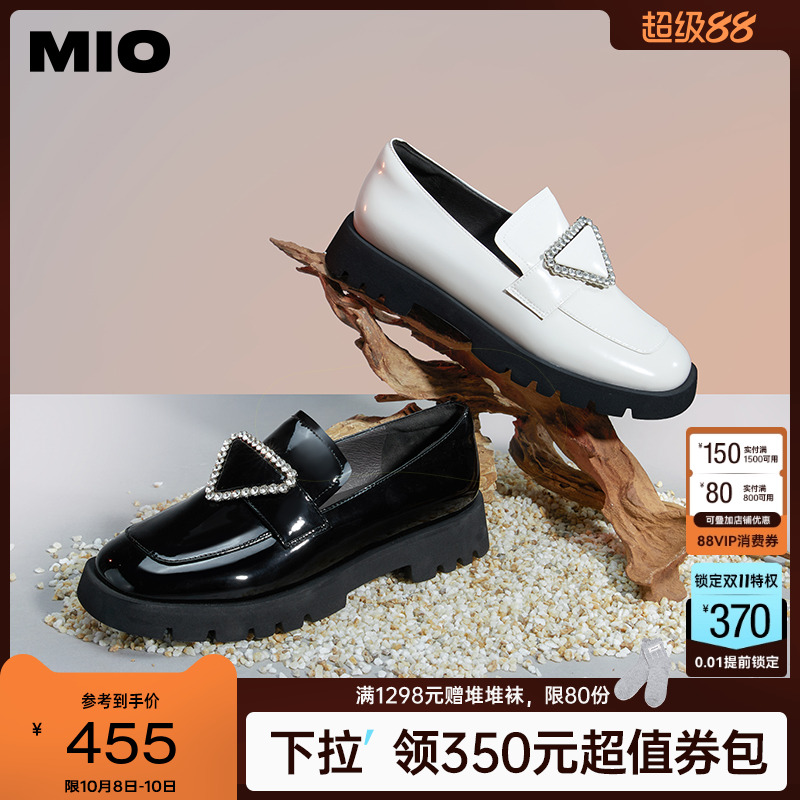 米奥厚底几何钻饰一脚蹬乐福鞋
