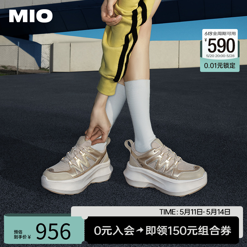 MIO米奥2024年春季圆头高跟时尚休闲鞋酷感厚底舒适潮流运动鞋女 女鞋 时尚休闲鞋 原图主图