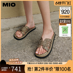 复古舒软通勤一字拖云感耐磨女鞋 MIO米奥2024年夏季 低跟拖鞋 韩版