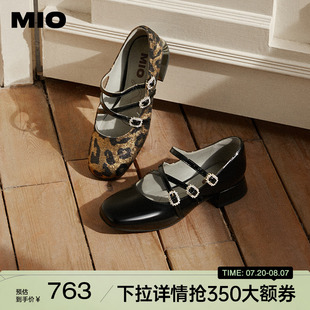 MIO米奧2025春季 甜美復古瑪麗珍鞋 閃鉆交叉扣帶女單鞋 新款