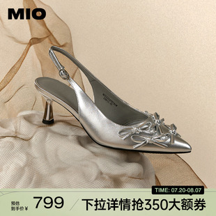 凉鞋 MIO米奥2025夏季 蝴蝶结抽带搭扣甜美时装 新款 尖头细跟凉鞋