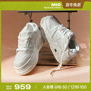水滴设计厚底增高6.5松糕小白鞋 新款 女2025秋季 MIO米奥休闲板鞋