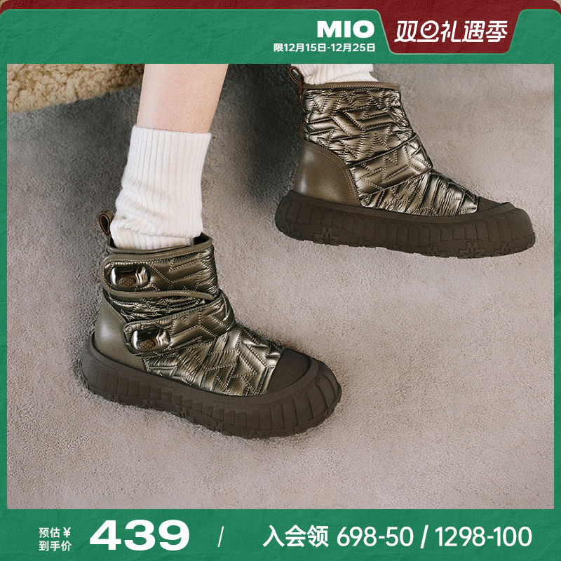 MIO米奥冬季短筒靴圆头厚底雪地靴酷趣有型短靴百搭增高靴子女