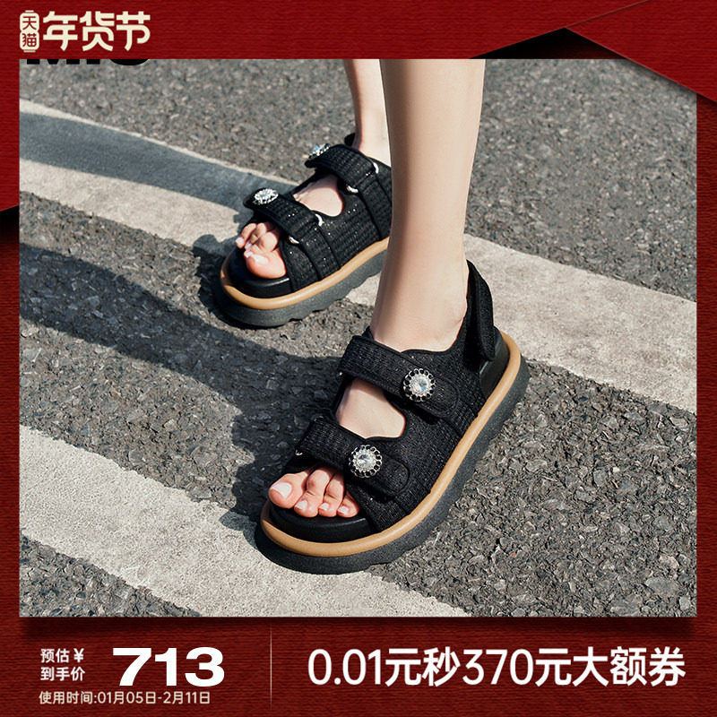 MIO米奥夏季小香风女鞋舒适亲肤厚底休闲凉鞋沙滩鞋女鞋,女鞋,休闲凉鞋,淘宝优惠券,粉丝福利购,淘宝优惠卷