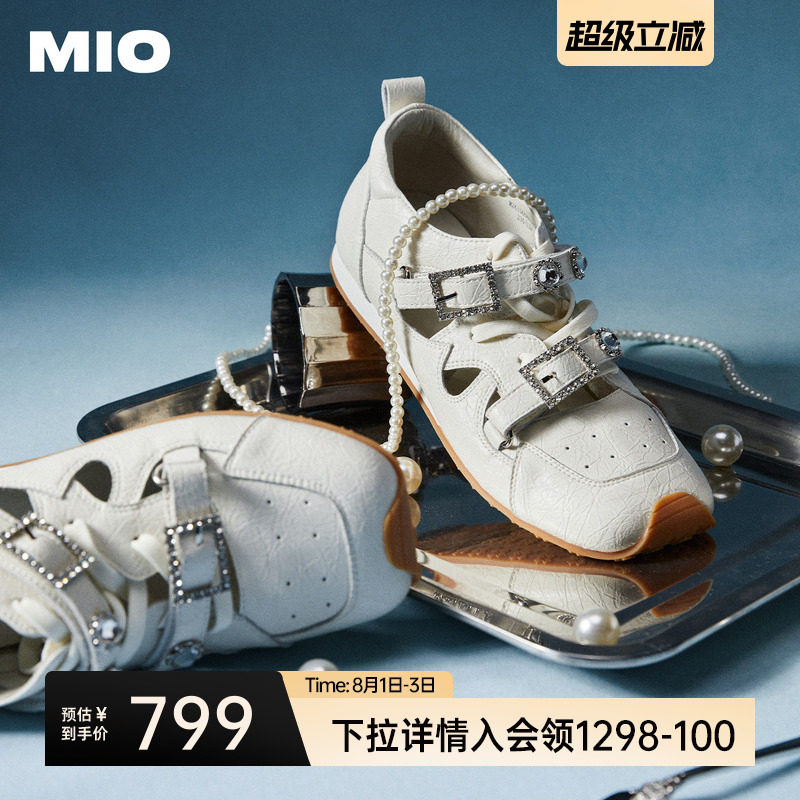 MIO米奥芭蕾运动玛丽珍2026春新款闪钻绑带女阿甘舞鞋德训鞋单鞋